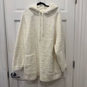 Sunday Citizen White Braided Oversized Hoodie One Size Cream Teddy Fleece Cozy
